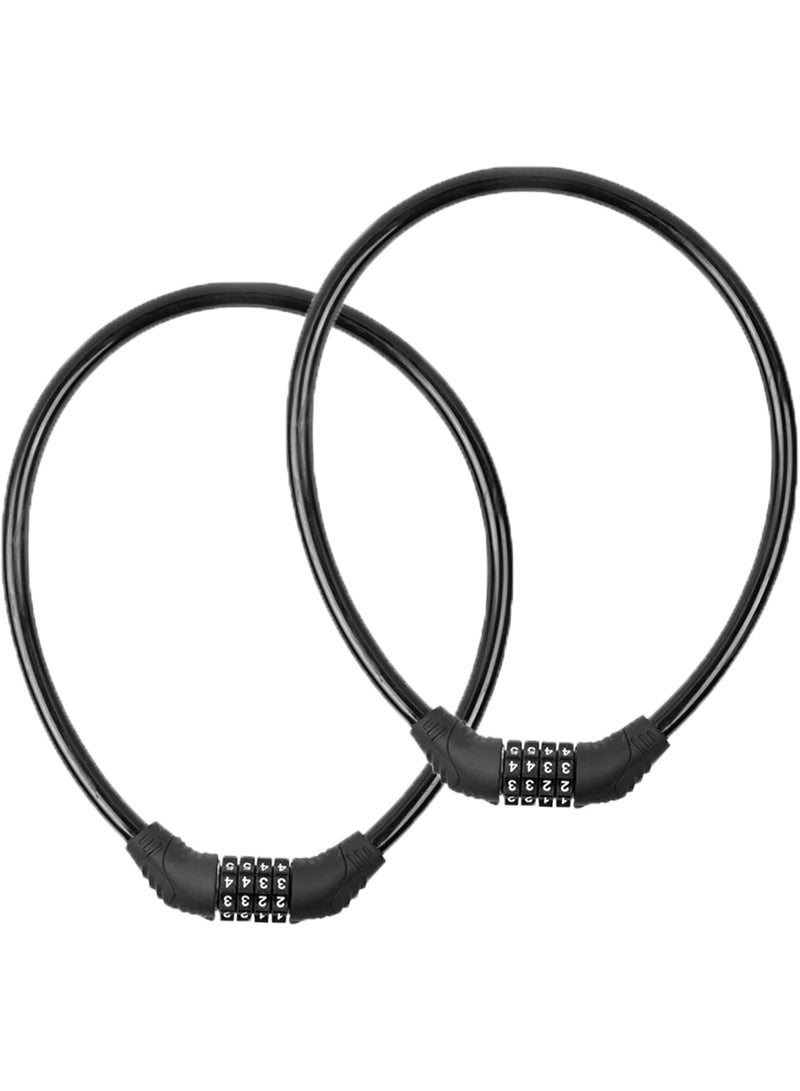 Diomos 2 PACK Bike Locks Cable,Anti Theft Bicycle Lock Chain,4 Digit Security Resettable Bike Combination Lock Self Coiling Combination Cable Combo Bike Locks Without Mounting Bracket,2 Feetx1/2 Inch (Black) - Image 1